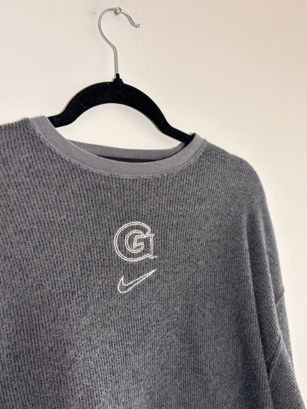 Nike Corded Crewneck Sweatshirt – Charcoal Collegiate “G” Logo Size Medium - Picture 3 of 5